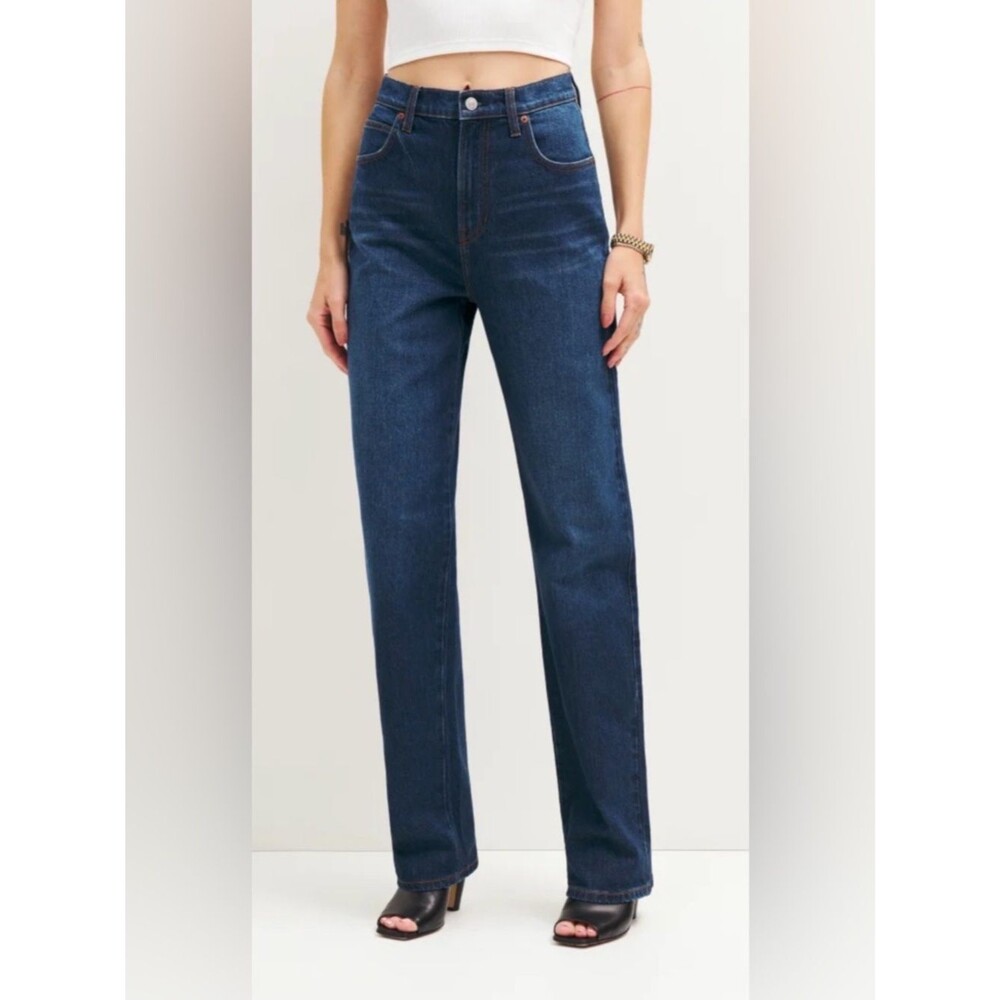Reformation Elan Ultra High Rise Straight Leg Jeans Organic Cotton US 24